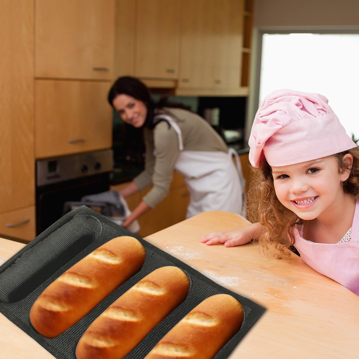 Bluedrop Silicone Bread Forms For Hot Dog Baking Molds Sandwich Making Sheet 4 Cavities 9 inches Loaf Eclair Mats