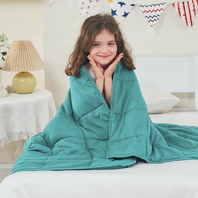 yescool Weighted Blanket (3 lbs, 36" x 48", Teal) Cooling Heavy Blanket for Sleeping Perfect for 20-40 lbs, Breathable Blanket with Premium Glass Bead, Machine Washable