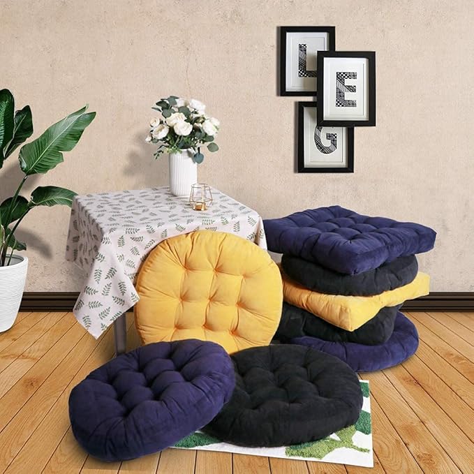 Tiita Floor Pillows Cushions Round Chair Cushion Outdoor Seat Pads for Sitting Meditation Yoga Living Room Sofa Balcony 22x22 Inch, Black