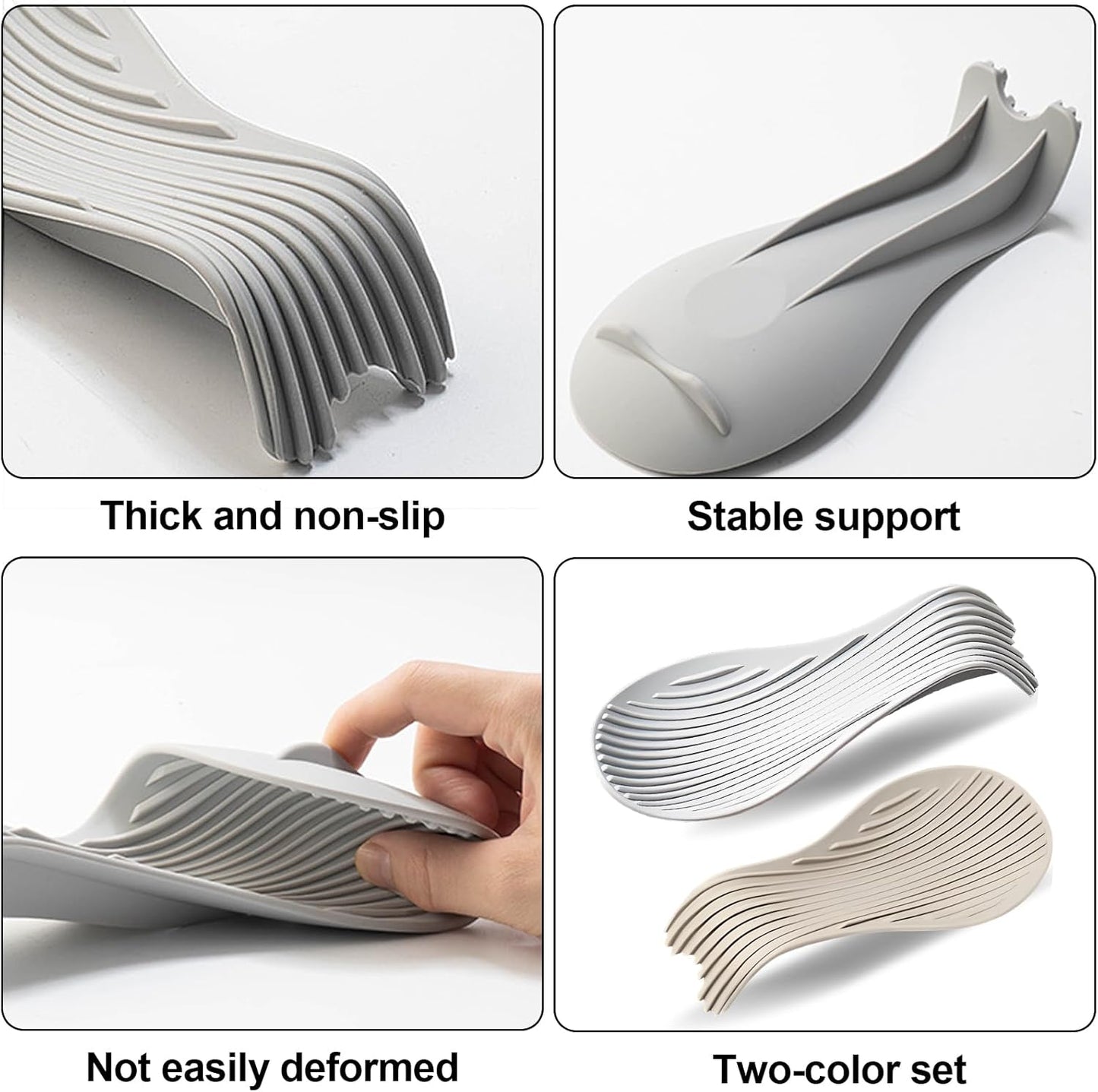Spoon Rest, 2PCS Silicone Spoon Rest for Stove Top, spoon rest for stove top,Large Cooking Utensil Holder for Kitchen Counter, Heat-Resistant Kitchen utensil holder for Countertop