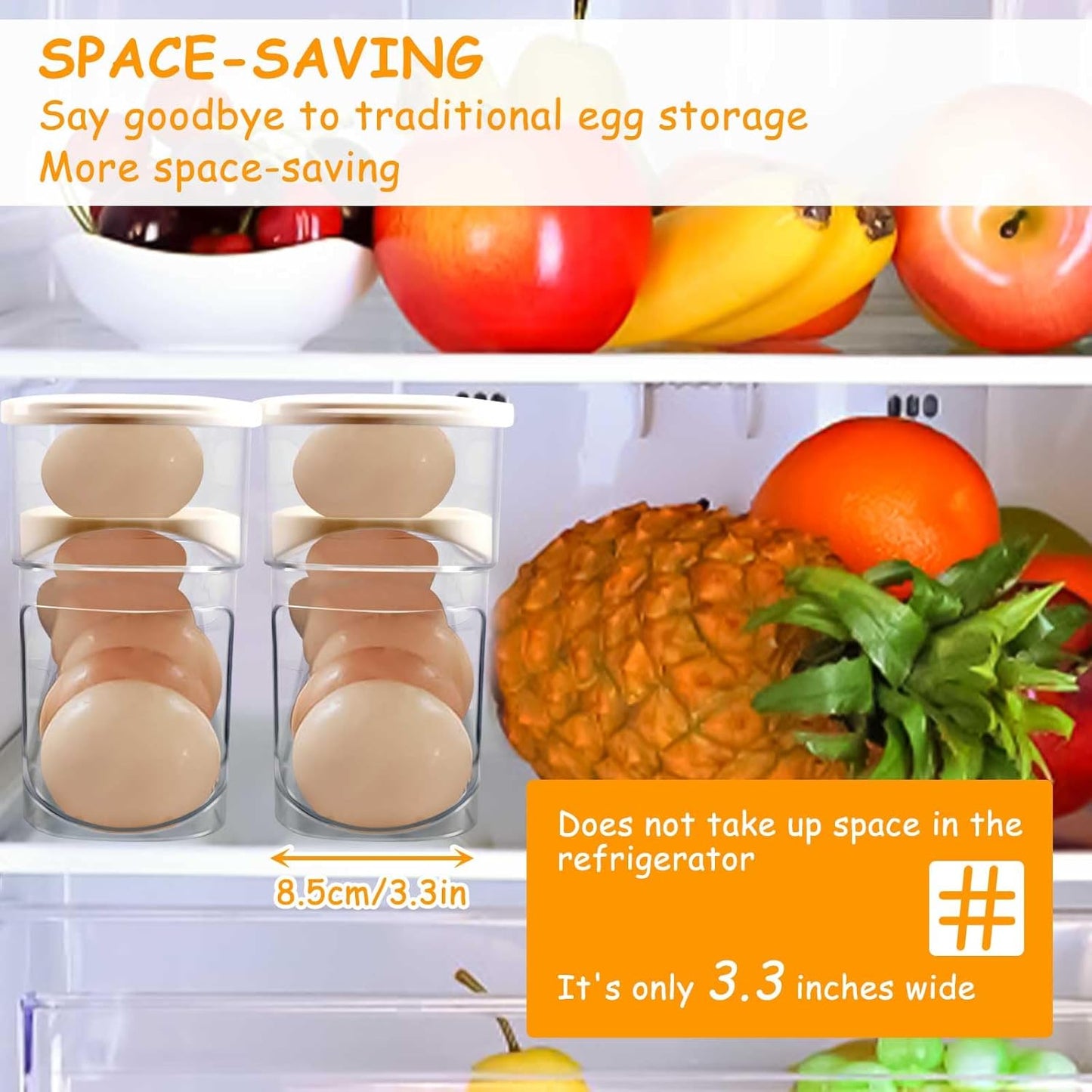 Longzhuo Egg Holder for Fridge, 2 Pcs 2 Layers Auto Rolling Egg Organizer for Refrigerator, for Refrigerator, Countertop, Pantry Organizers and Storage, Clear