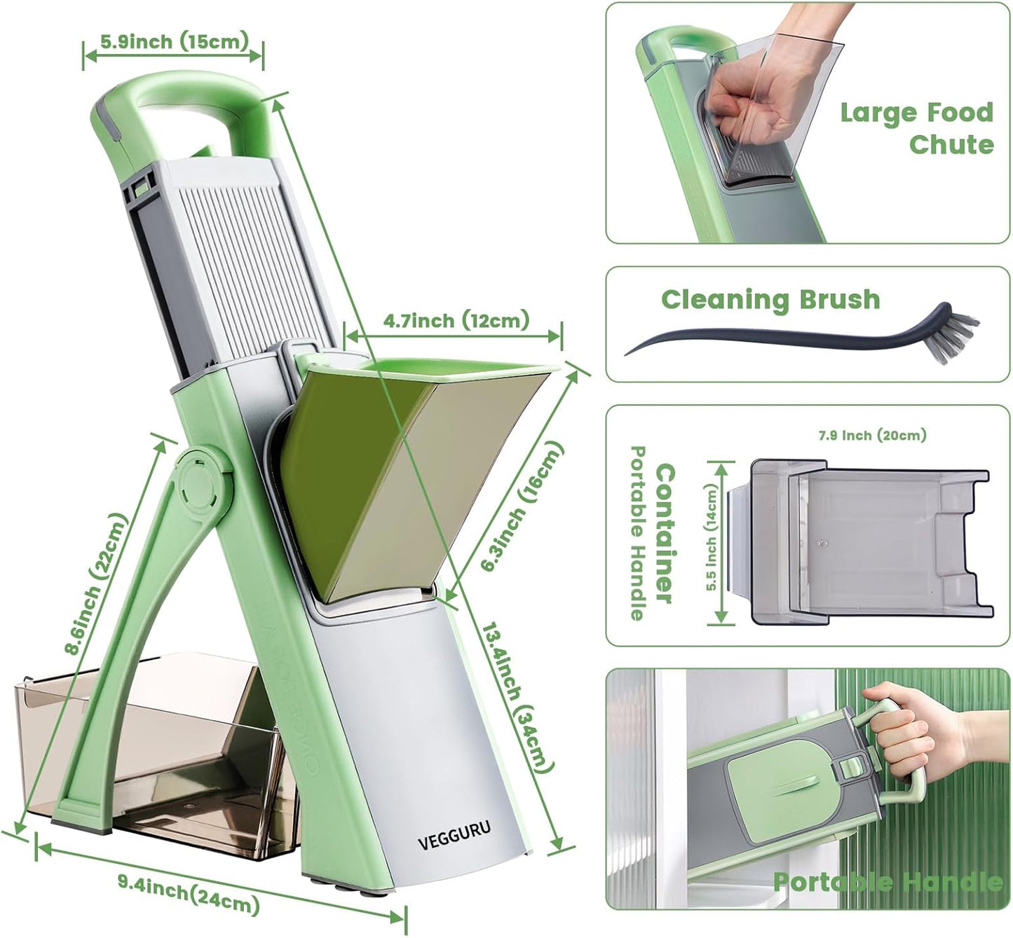 Safe Vegetable Mandoline Slicer for Kitchen, Thickness Adjustable Mandloline Food chopper, Onion Chopper Potato Julienne Slicer Tomato Food Fruit Dicer Cutter