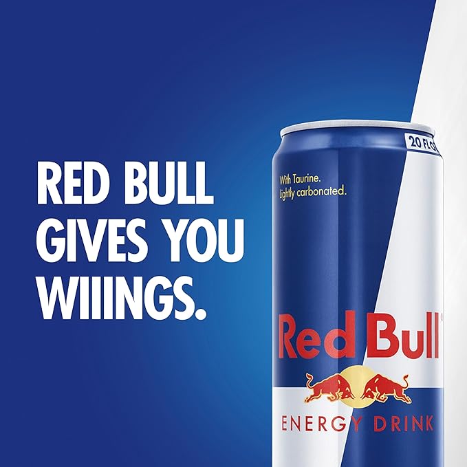 Red Bull Energy Drink with 189mg Caffeine plus Taurine & B Vitamins, 20 Fl Oz, Pack of 12 Cans