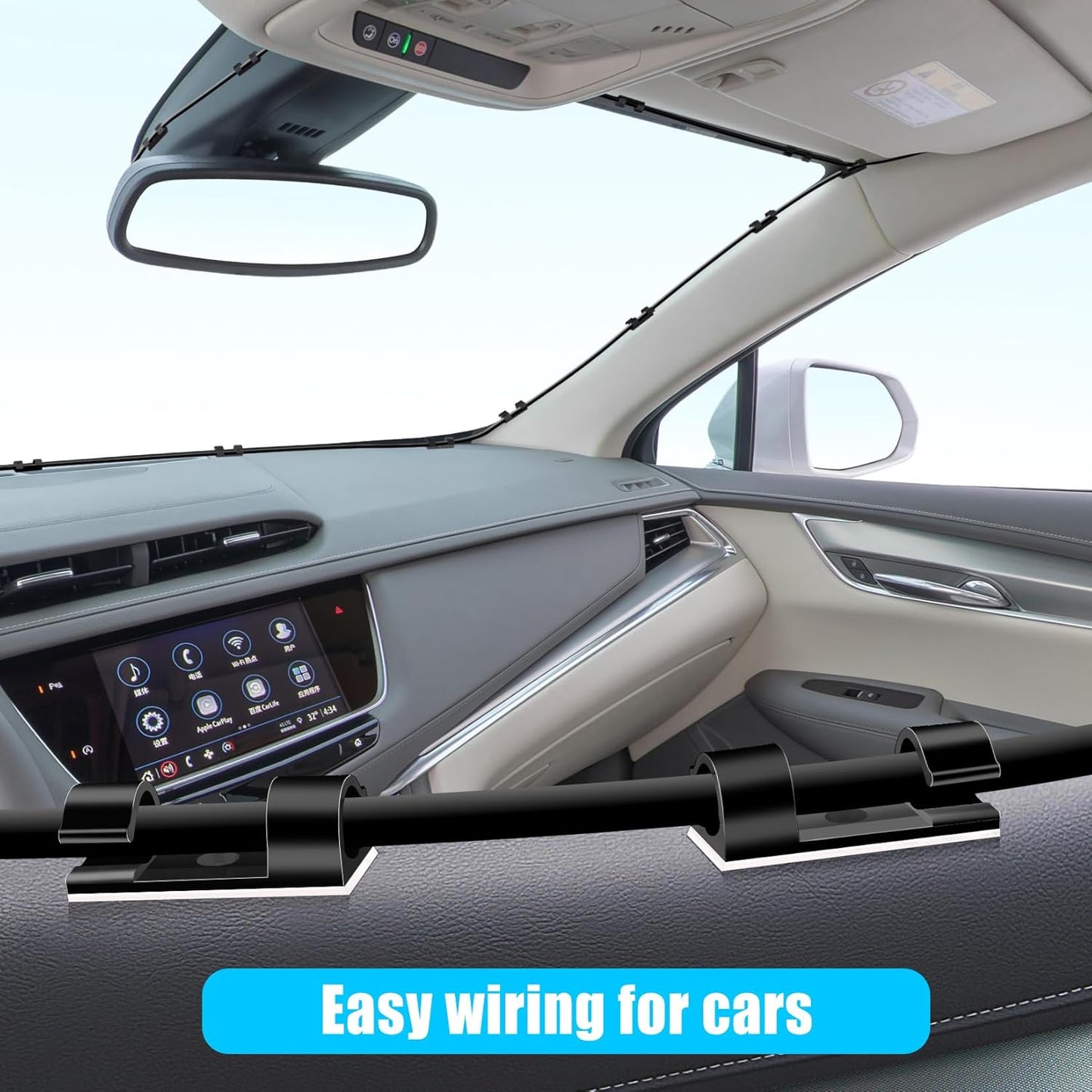 XHF 35pcs Large Self Adhesive Cable Clips Black,Wire Clips Cable Management Wire Organizer Cord Holder for Under Desk, Car, Wall, TV PC Ethernet Cable