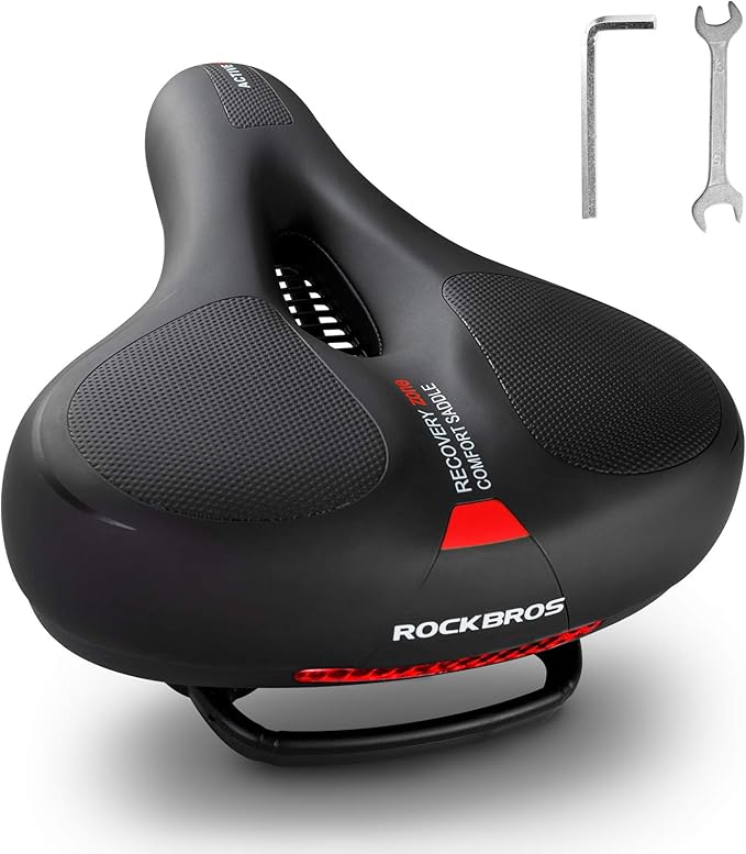 ROCKBROS Bike Seat Cushion for Men Women with Handle & Dual Shock Absorbing Ball Memory Foam - 3 Zone Concept Bike Saddle, Soft Wide Waterproof Mountain Bicycle Accessories