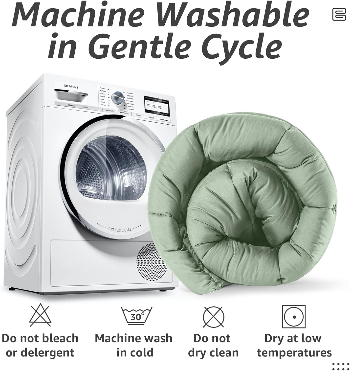 HYLEORY All Season Queen Size Bed Comforter - Cooling Down Alternative Quilted Duvet Insert with Corner Tabs - Winter Warm - Machine Washable - Sage Green