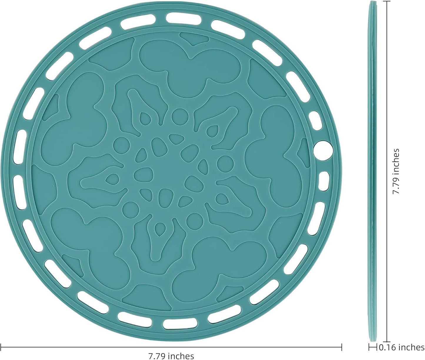 Smithcraft Trivets Mats for Hot Pots and Pans, Big Round Silicone Pot Holder Hot Pads for Hot Dishes, Mats for Countertops, Tables, Spoon Rest Small Place Mats Set of 3 (Teal)