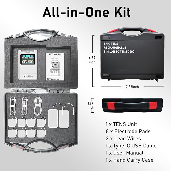 Digital TENS Unit with 8 Electrodes Pads, EMS TENS Unit Muscle Stimulator for Back Pain Relief, Upgraded Color LCD TENS Machine, Rechargeable Tens Massager for Neck Pain Relief, Sciatica Pain Relief