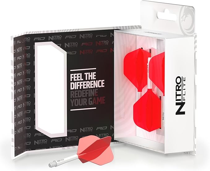 RED DRAGON Darts – Nitro Flite Integrated Flight & Shaft System – No.2 Shape and Design - Available in Short, Intermediate & Medium - Available in Variety of Colours - Professional Darts Accessories