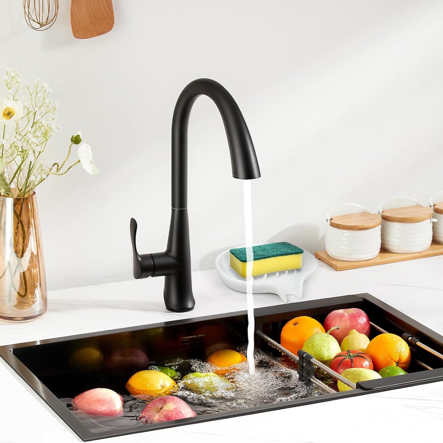 Soap Dish with Drain- Self Draining Bar Soap Holder for Shower, Marble Look Soap Savers Soap Tray Sponge Holder for Kitchen, Bathroom, Bathtub Sink, Crystal White