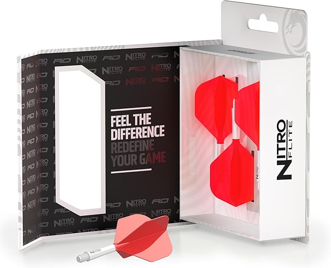 RED DRAGON Darts – Nitro Flite Integrated Flight & Shaft System – No.2 Shape and Design - Available in Short, Intermediate & Medium - Available in Variety of Colours - Professional Darts Accessories