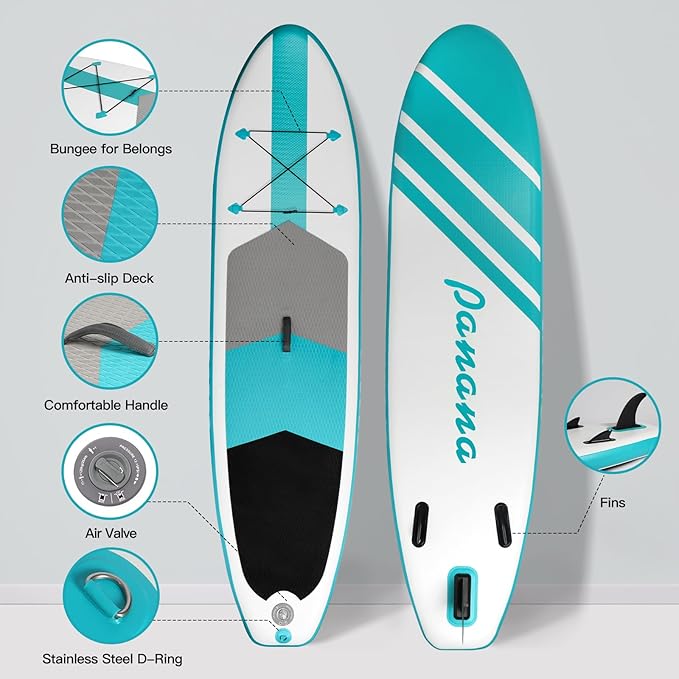 Panana Inflatable Stand Up Paddle Board, 10'x31 x6 SUP with Premium Paddle Board Accessories Kit, Anti-Slip EVA Deck for Adults Youth of All Skill Levels