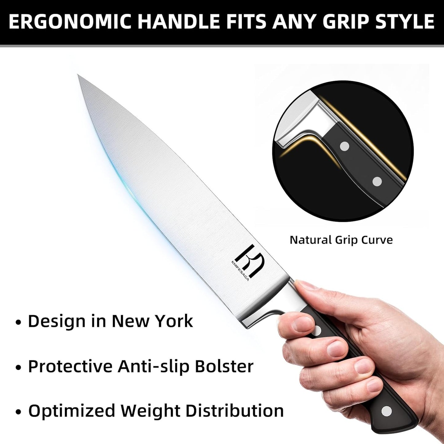 Knife Set, 15 Pcs Kitchen Knife Block Set, Enduring Razor-Sharp Japanese High Carbon Stainless Steel Chef Knife Set with Block and Sharpener, Premium Black Knives Set for Kitchen