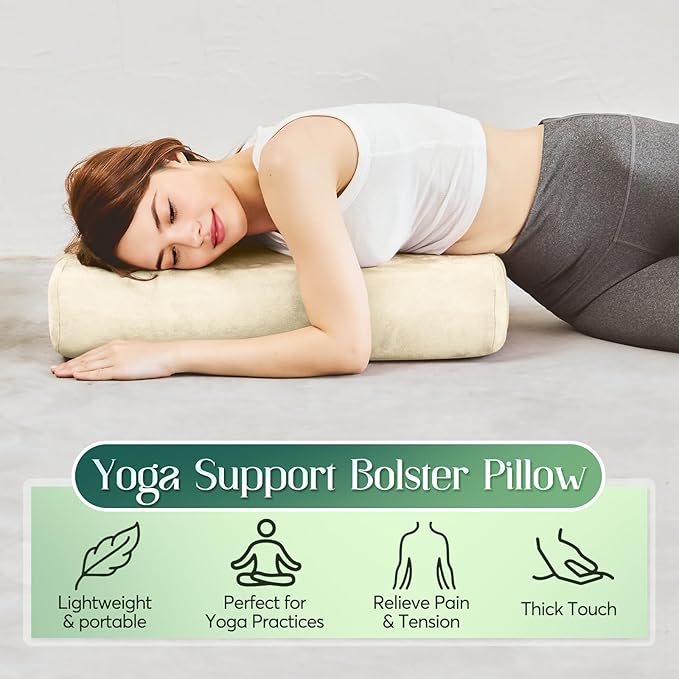 Premium Crushed Sponge Yoga Bolster Pillow for Yin Yoga, Restorative & Meditation - Rectangular Cushion