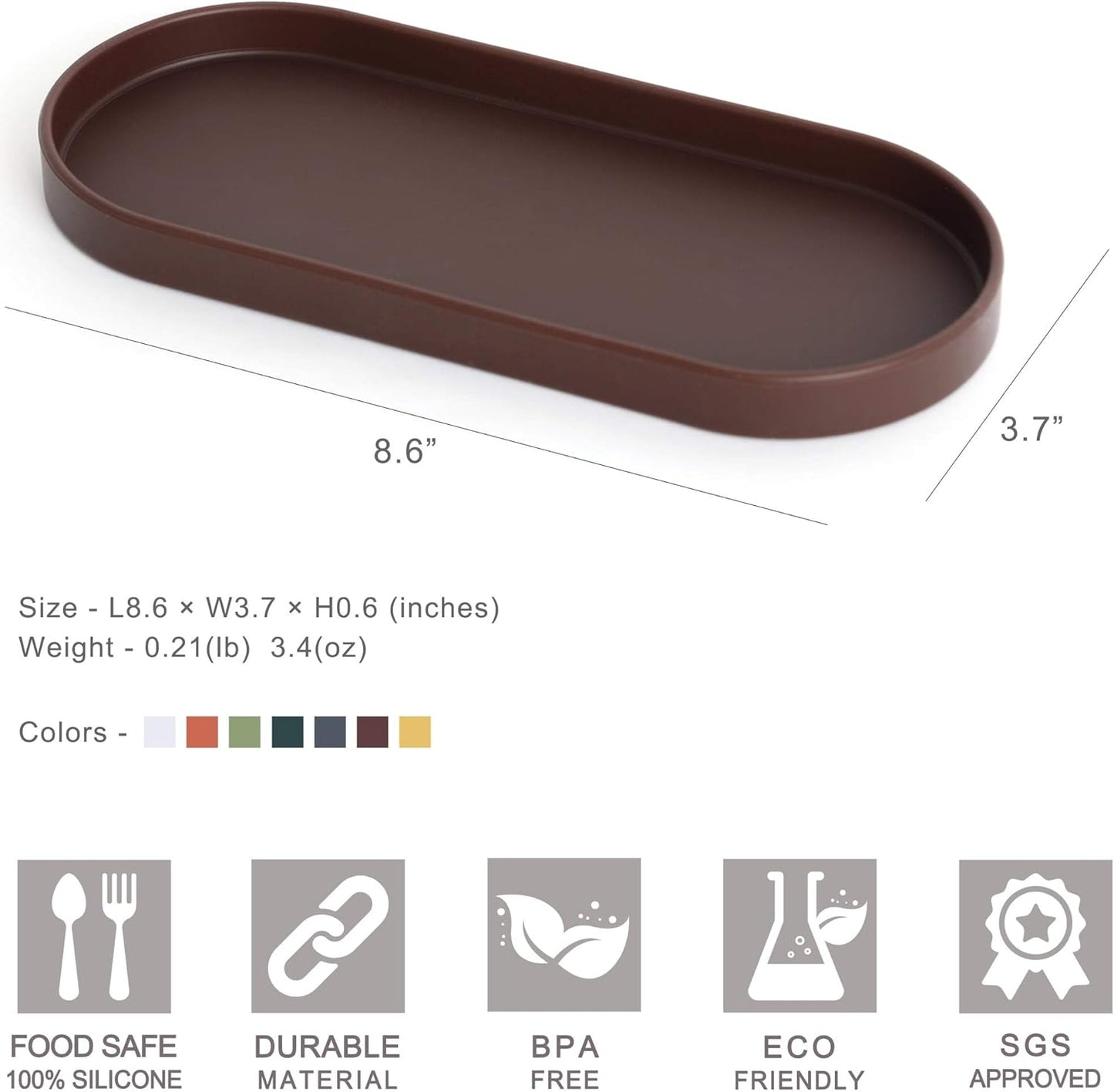 Lazy K Silicone Tray - Small Vanity Tray Organizer - Spoon Rest Holder - Multi-Purpose Modern Kitchen Sink, Bathroom, Counter Organizer (Grey)