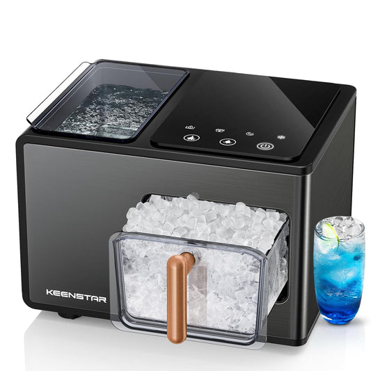 Nugget Ice Maker Countertop, 40lbs/24H, Pebble Ice Maker with Soft Chewable Ice, Self Cleaning Sonic Ice Machine, Stainless Steel w/Touch Screen for Home Office Bar Party- Black