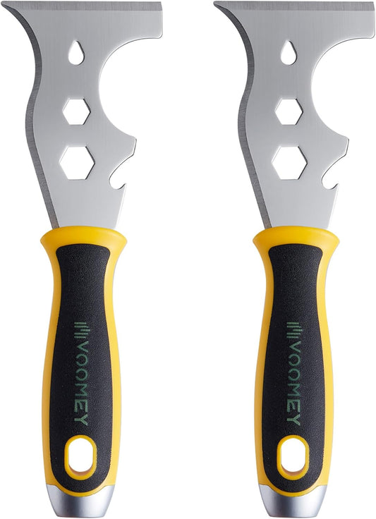 Voomey 12-In-1 Putty knife, Paint Scraper Tool, Stainless Steel Paint Scraper, 2 packs, Metal Scraper for Cleaning Paint Rollers, Hammers, Removing Wall Cracks