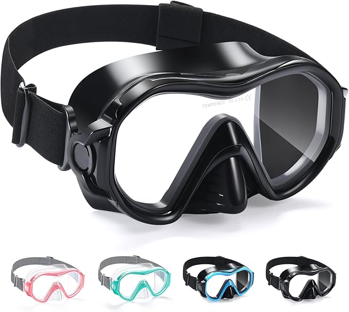 Supertrip Adult Swim Goggles Swimming Goggles with Nose Cover Elastic Fabric Strap Tempered Glass Snorkeling Gear for Adults