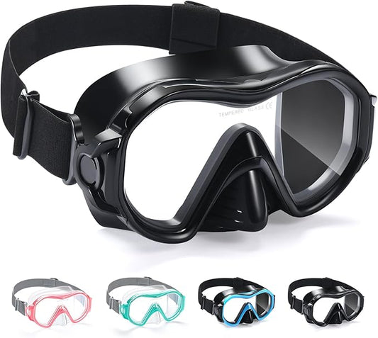 Supertrip Adult Swim Goggles Swimming Goggles with Nose Cover Elastic Fabric Strap Tempered Glass Snorkeling Gear for Adults