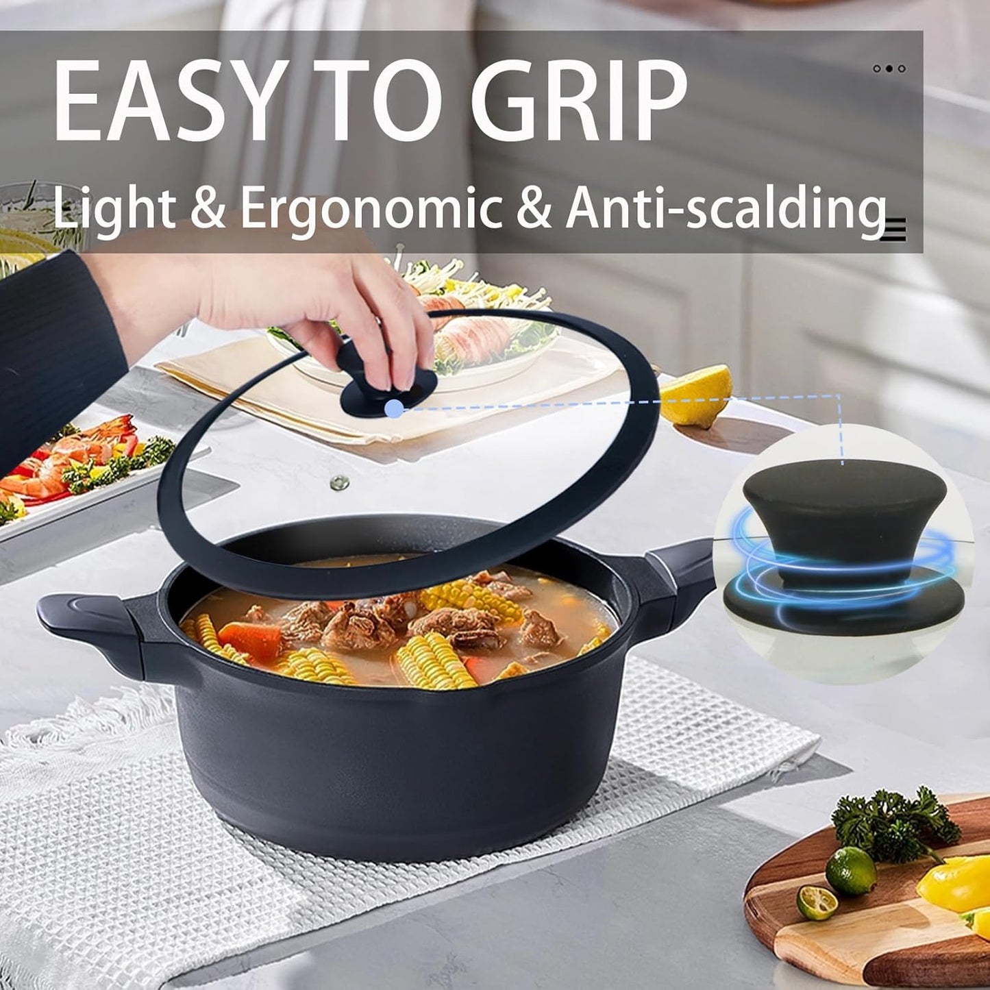 11 inch Tempered Glass Lid for Pots, Frying Pans and Skillets, Silicone-Edged Rim Replacement Cover with Silicone Knob Handle, Dishwasher Safe