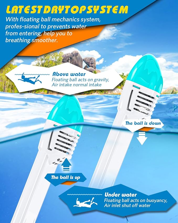 QingSong Full Face Snorkel Mask for Adults, Snorkeling Gear with Camera Mount, 180 Degree Panoramic View Snorkel Set Anti-Fog Anti-Leak