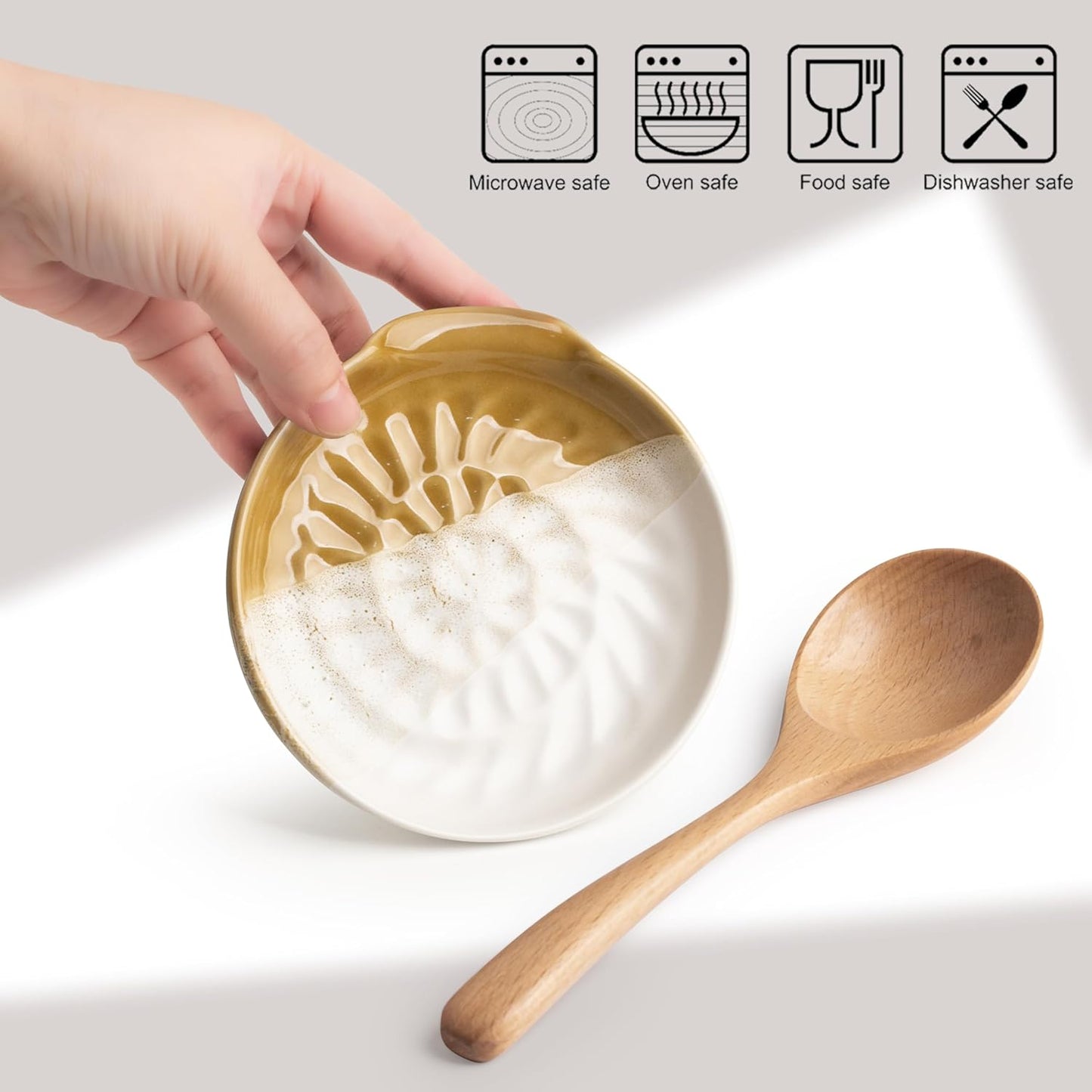 Large Spoon Rest for Stove Top, 5.3inch Ceramic Spoon Holder Utensil Holder for Kitchen Counter, Large Cooking Spatula Rests for Ladles Tongs, Gradient Brown