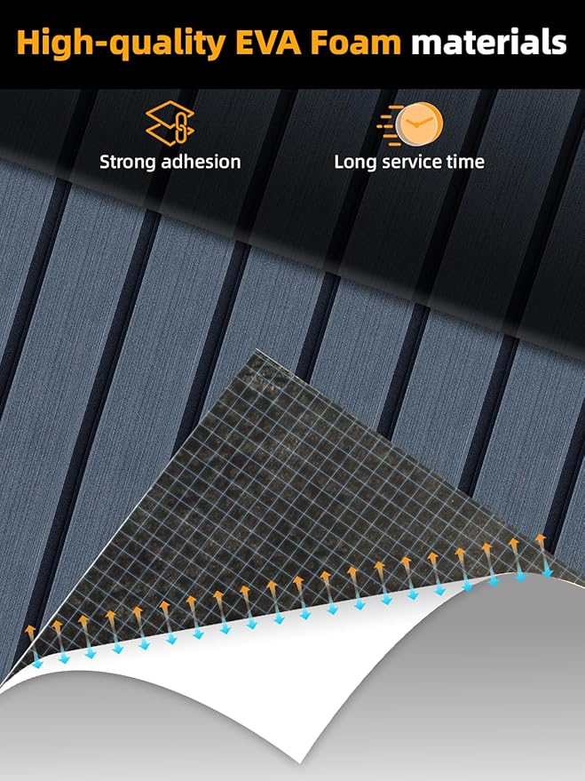 FOCEAN Boat Flooring EVA Foam Boat Decking Faux Teak Marine Flooring Boat Mat Boat Carpet Sheet for Motorboat RV Yacht Kayak Surfboard, 94.5"x 47.2"/35.4"/23.6"/15.7"