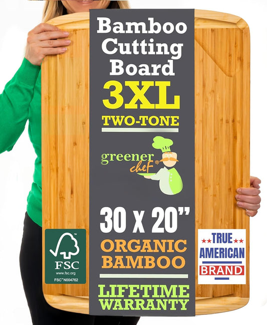 30 Inch Extra Large Cutting Board – Bamboo Chopping Board - Wood Butcher Block Cutting Board for Carving and Charcuterie Board, Stovetop and Over Sink Cutting Board for More Kitchen Counter Space