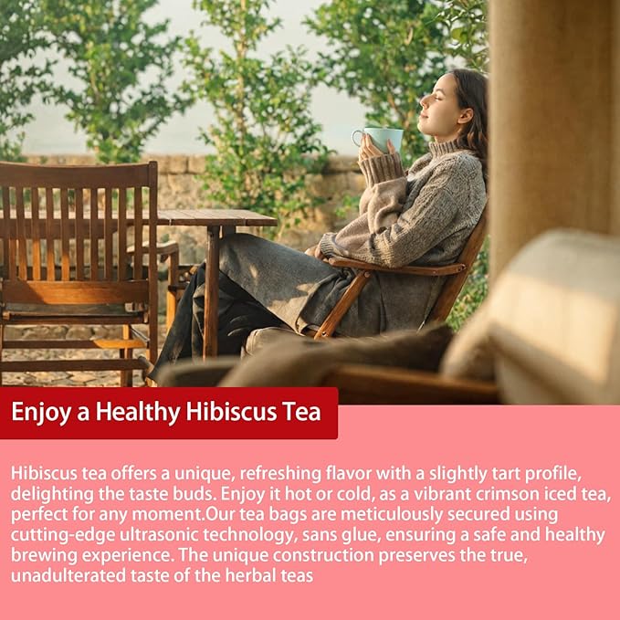 Samcci - Hibiscus Tea Bags, 50 Teabags - Premium dried hibiscus flower for tea - flor de jamaica natural - Non-GMO - Caffeine-free - Rich in Antioxidants & Support Digestion