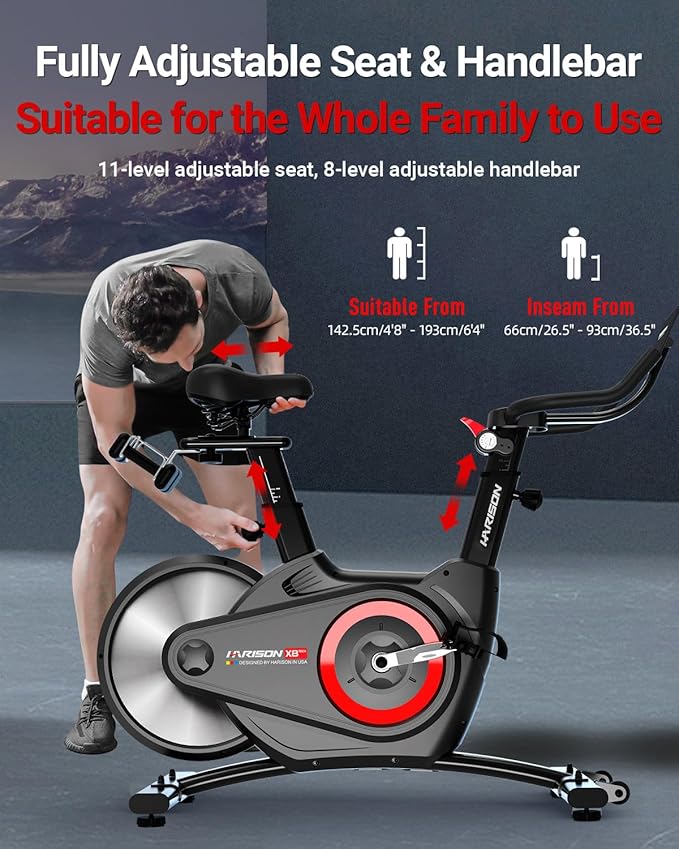 HARISON Semi-Commercial Exercise Bike 400 lbs Capacity, Magnetic Stationary Bikes for Home Gym with Bluetooth & Tablet Holder & Comfortable Seat Cushion