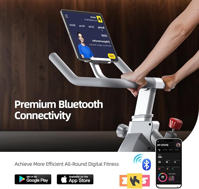 HARISON Semi-Commercial Exercise Bike 400 lbs Capacity, Magnetic Stationary Bikes for Home Gym with Bluetooth & Tablet Holder & Comfortable Seat Cushion