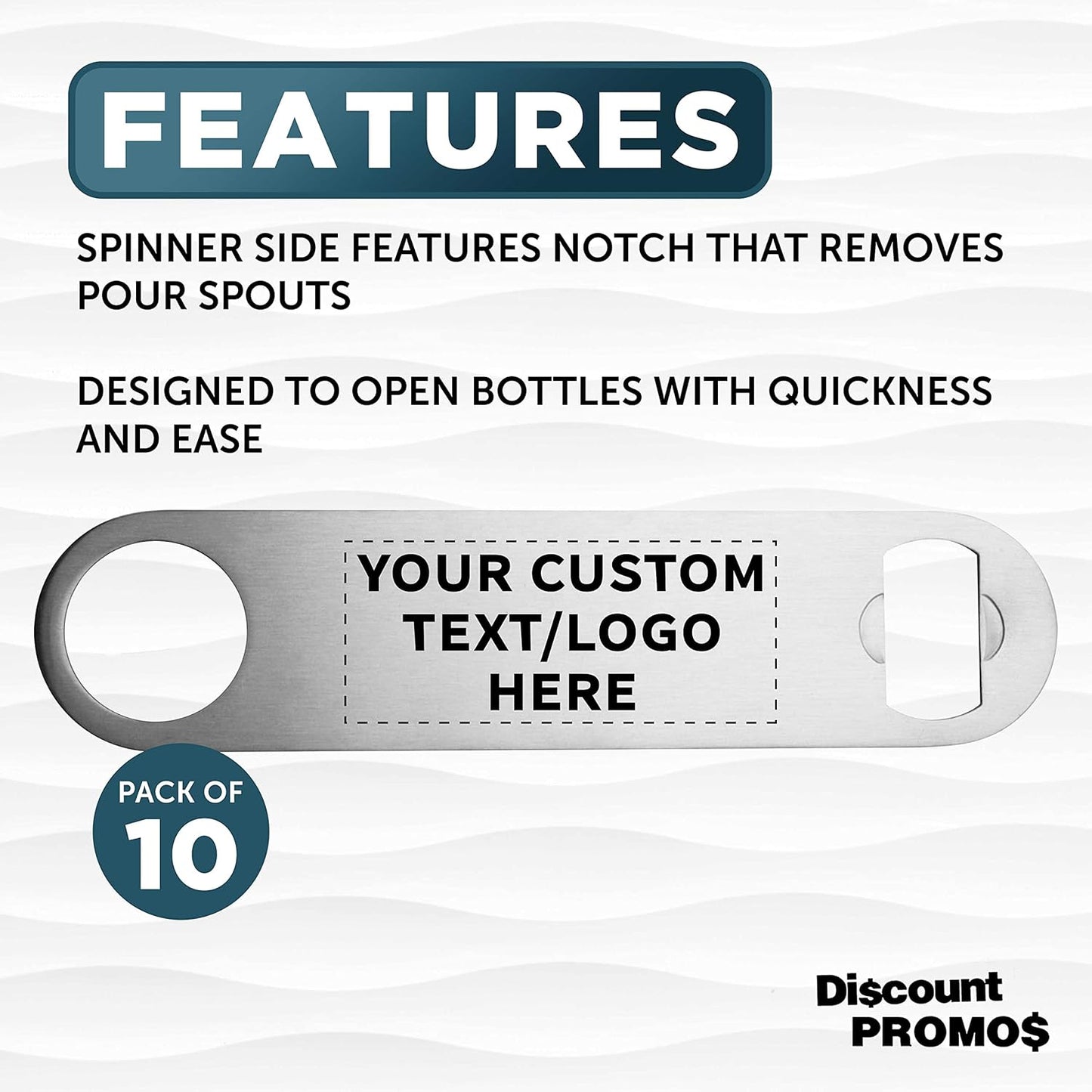 Custom Stainless Steel Beer Bottle Openers Set of 10, Personalized Bulk Pack - Bartender Kit, Bar Accessories, Perfect for Parties, Indoor & Outdoor Events - Silver