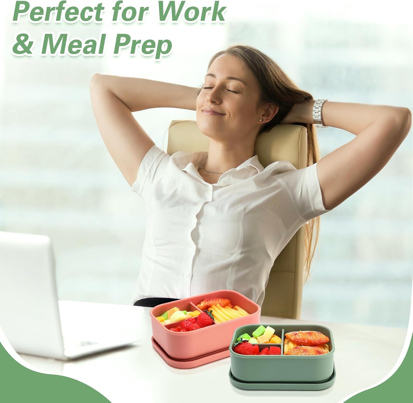 Honeydak 6 Pcs Silicone Bento Box 3 Compartment Reusable Lunch Container Smooth and Leakproof Meal Prep Lunch Box with Lid Stackable Meal Prep Container for Work Travel, 6 Colors (Classic Colors)