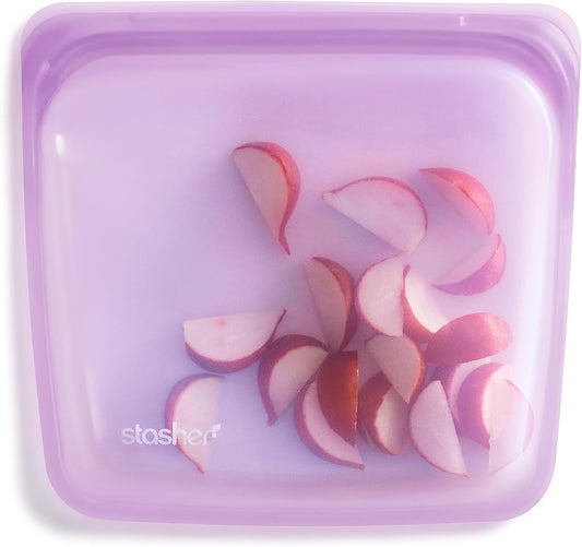 Stasher Premium Silicone Reusable Food Storage Sandwich Bag, Purple, Microwave, Sous Vide, Dishwasher, Oven and Freezer Safe, BPA Free, Leak-free, Eco-friendly, 28 Oz