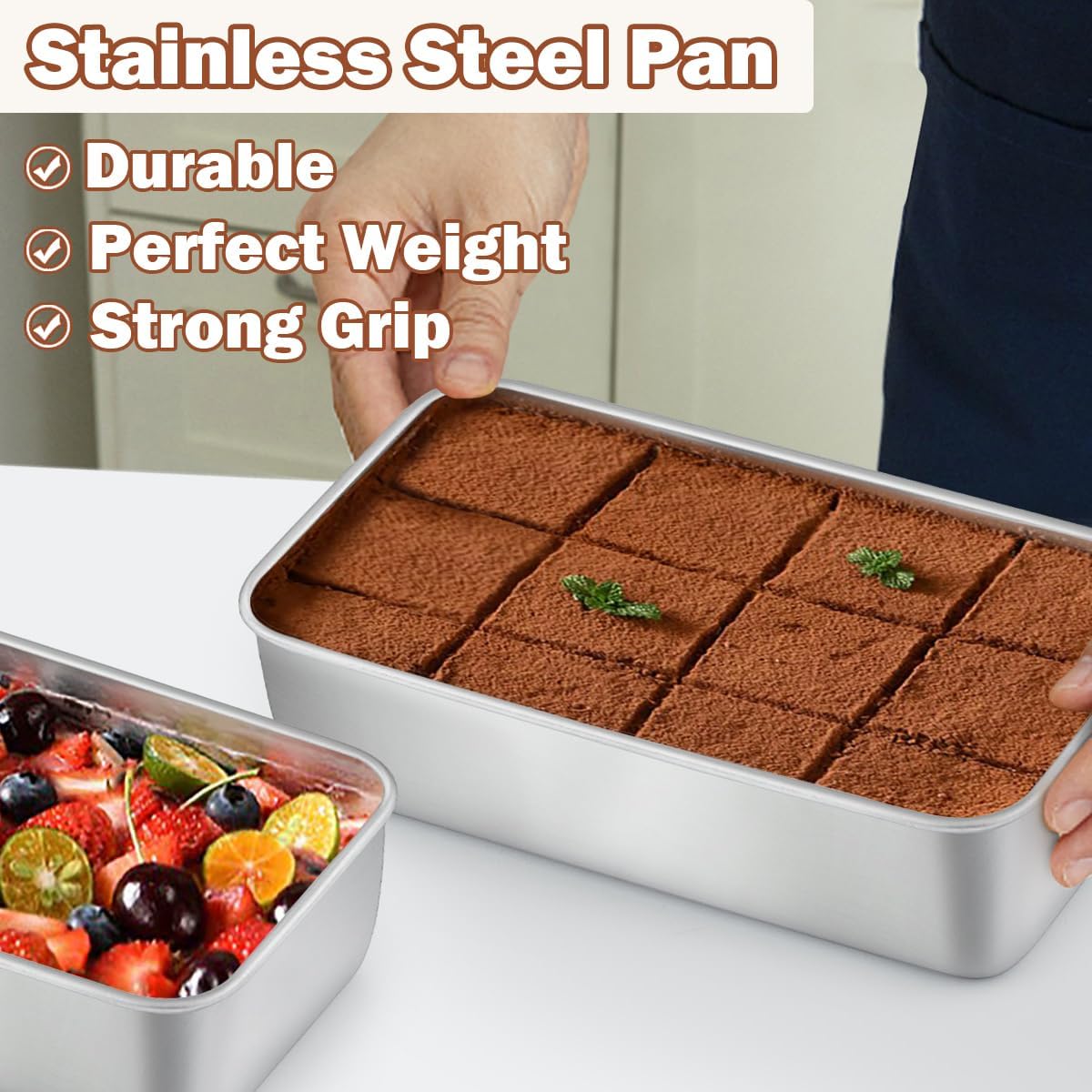 LIANYU Stainless Steel Loaf Pan 9” x 5”, Heavy Duty Bread Pan for Baking, Metal Bakeware for Meatloaf, Brownies, Lasagnas, Healthy & Non Toxic, Dishwasher & Oven Safe