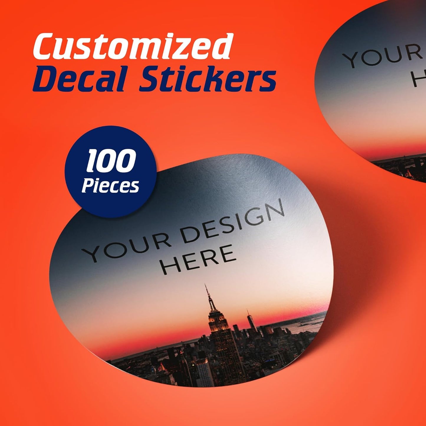 100 Custom Vinyl Stickers - Upload Your own Image, Text, Design, Logo - Personalized Logo Labels for Handmade, Packaging, Bottle, Jars, Candle, Brand Stickers (City, 6x6)