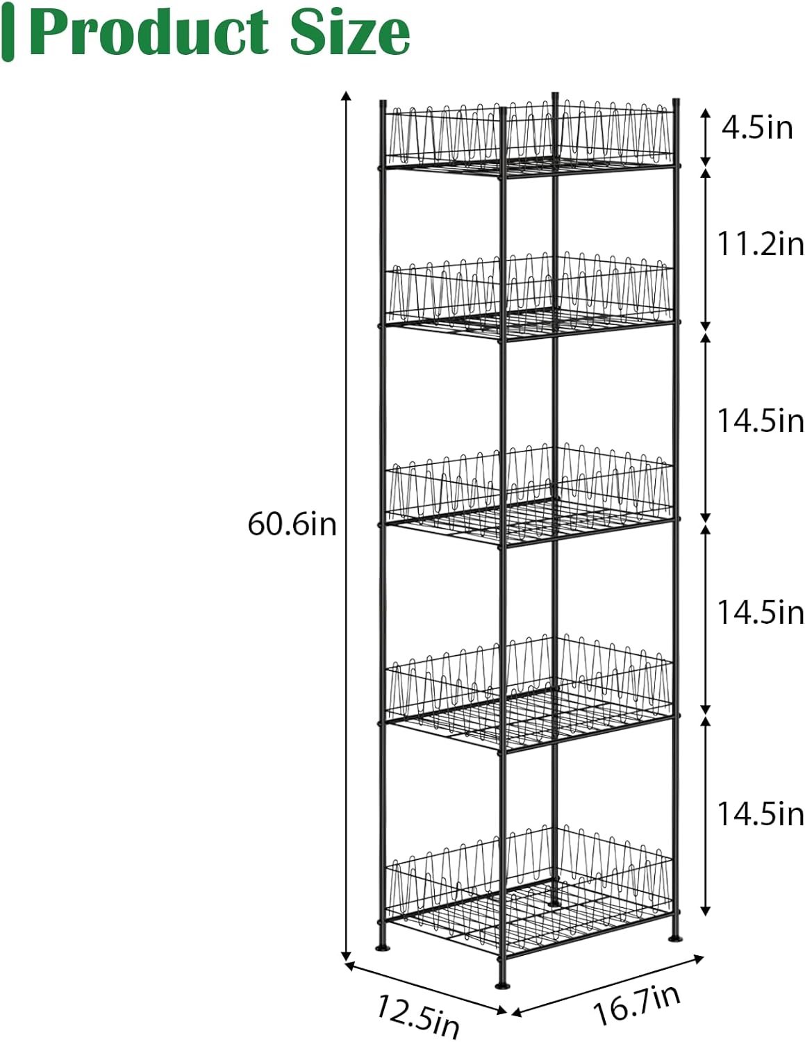 5 Tier Water Bottle Storage Rack Freestanding Metal Water Bottle Holder Shelf Organizer Drink Beverage Soda Can Organizer Storage Rack Bottled Water Stand for Floor Pantry Kitchen Food Storage, Black