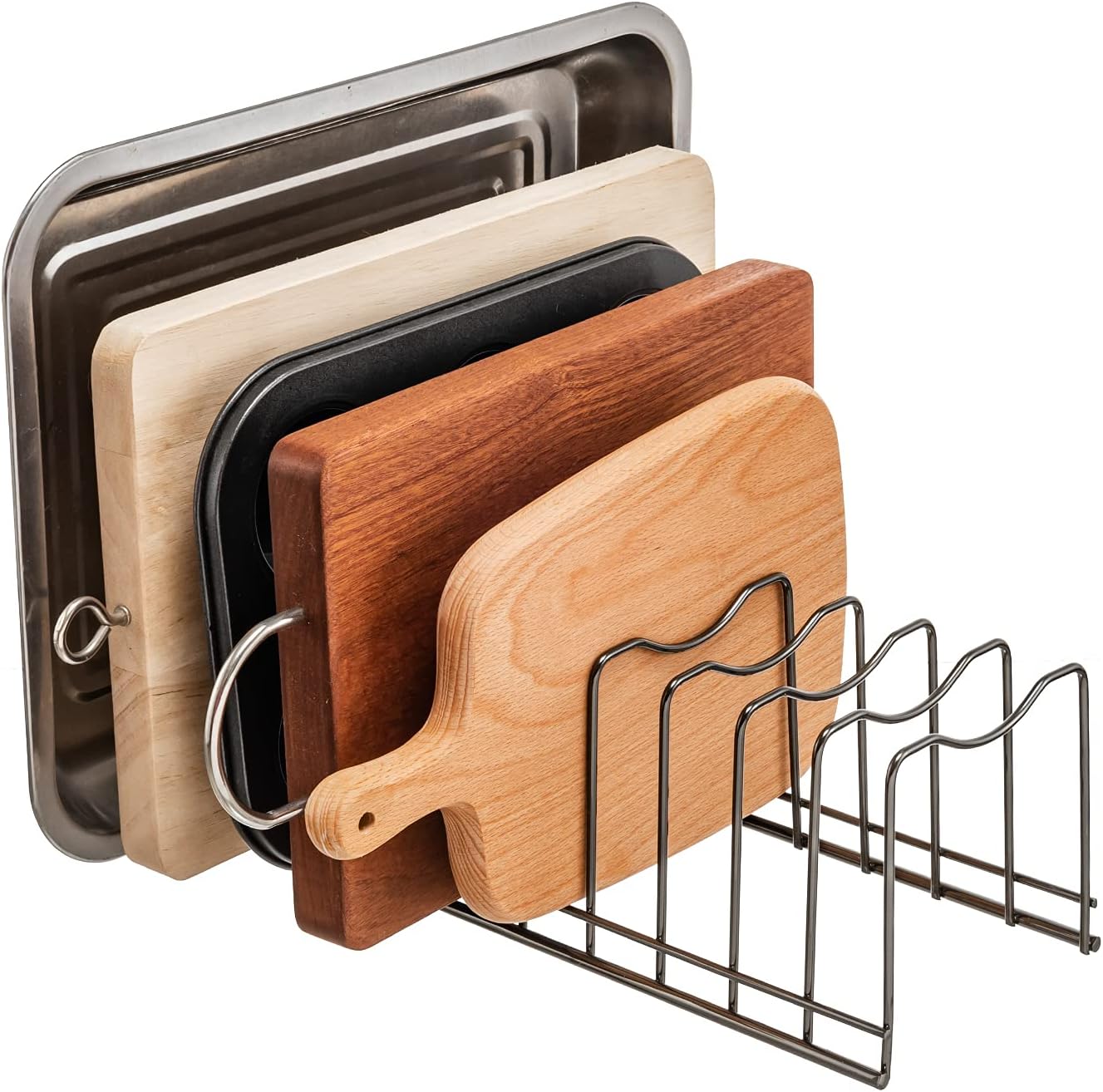 Pot Lid Organizer, Pot Lid Rack Holder, Rest Cutting Board, Bakeware, Pots & Pans, Serving Trays, Reusable Containers in Cabinet Pantry, Stainless Steel