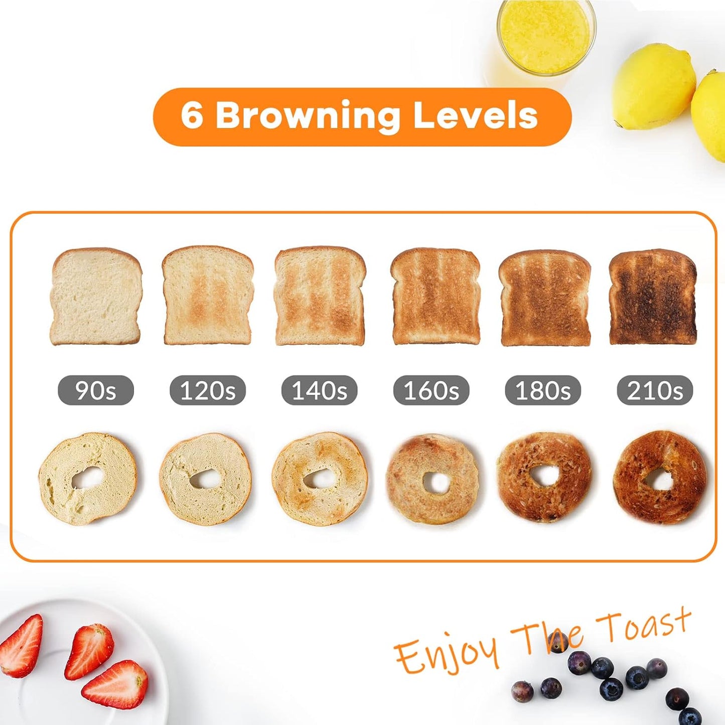 Mecity Toaster 2 Slice Stainless Steel with Countdown Timer, Bagel / Defrost / Reheat / Cancel Functions,Warming Rack, Removable Crumb Tray, 6 Browning Settings, Extra Wide Long Slots, Bread Toaster, 800 Watts