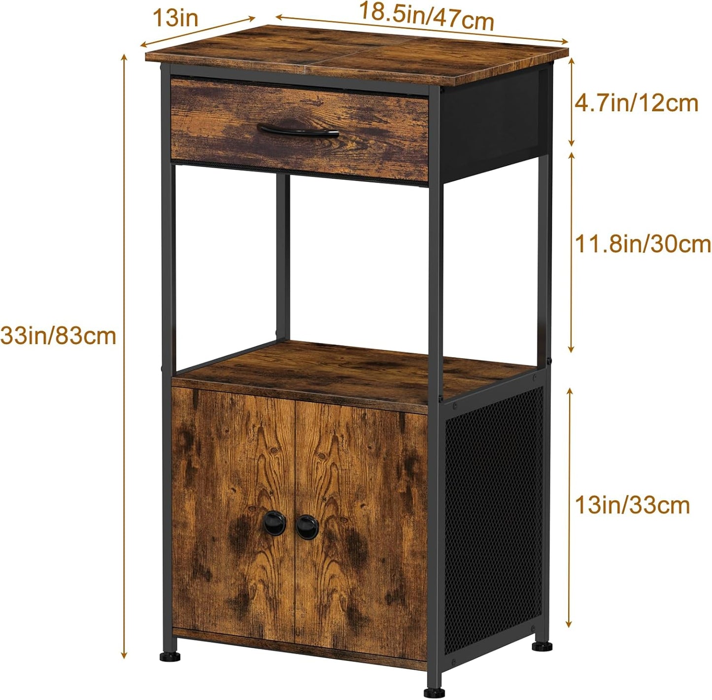 4-Tier Small Coffee Bar with Storage,Kitchen Stand, Farmhouse-Style Coffee Bar with Storage Featuring 2-Door Cabinet for Living Room,Kitchen (Rustic Brown)