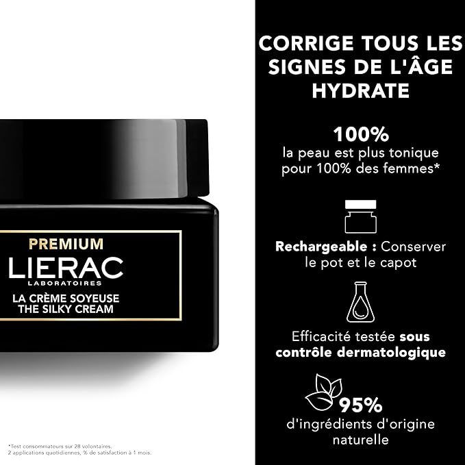 Lierac The Silky Face Cream - Age Defying, Wrinkle-Minimizing Face Moisturizer Cream for Woman, Fine Lines, Hydrating, Tightens & Smooths Skin with Niacinamide & Hyaluronic Acid, Sensitive Skin - 50ml