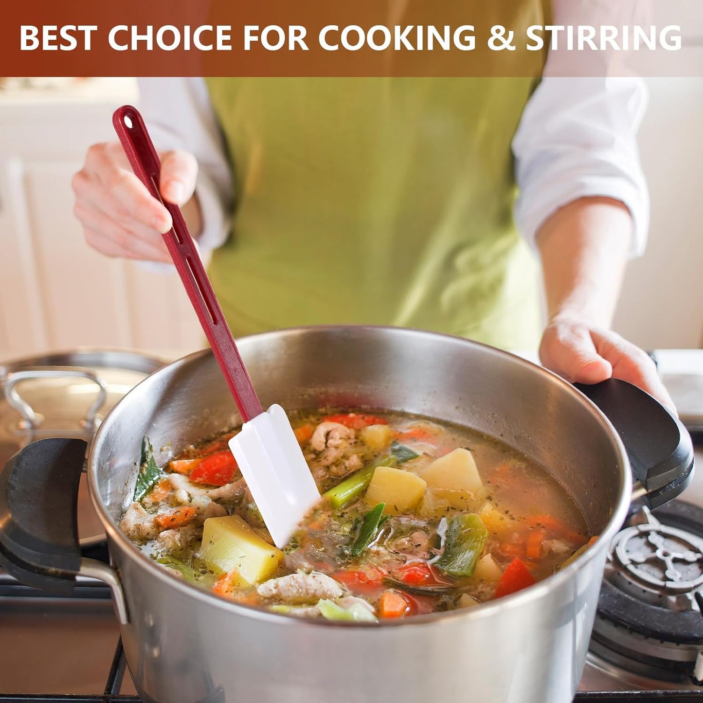 Norme 4 Pcs High Temp Silicone Spatulas Heat Resistant Rubber Spatula Commercial Silicone Scraper with Handle for Kitchen Cook Baking Mixing Utensil, Dishwasher Safe (14 Inch)