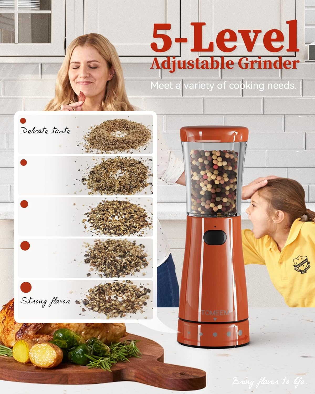 Electric Salt and Pepper Grinder Set with Storage Base, Stainless Steel Rechargeable Salt and Pepper Grinder Set with 4.5 oz Large Capacity, 1.8" Wide Mouth, Adjustable Coarseness, Ideal for Kitchen