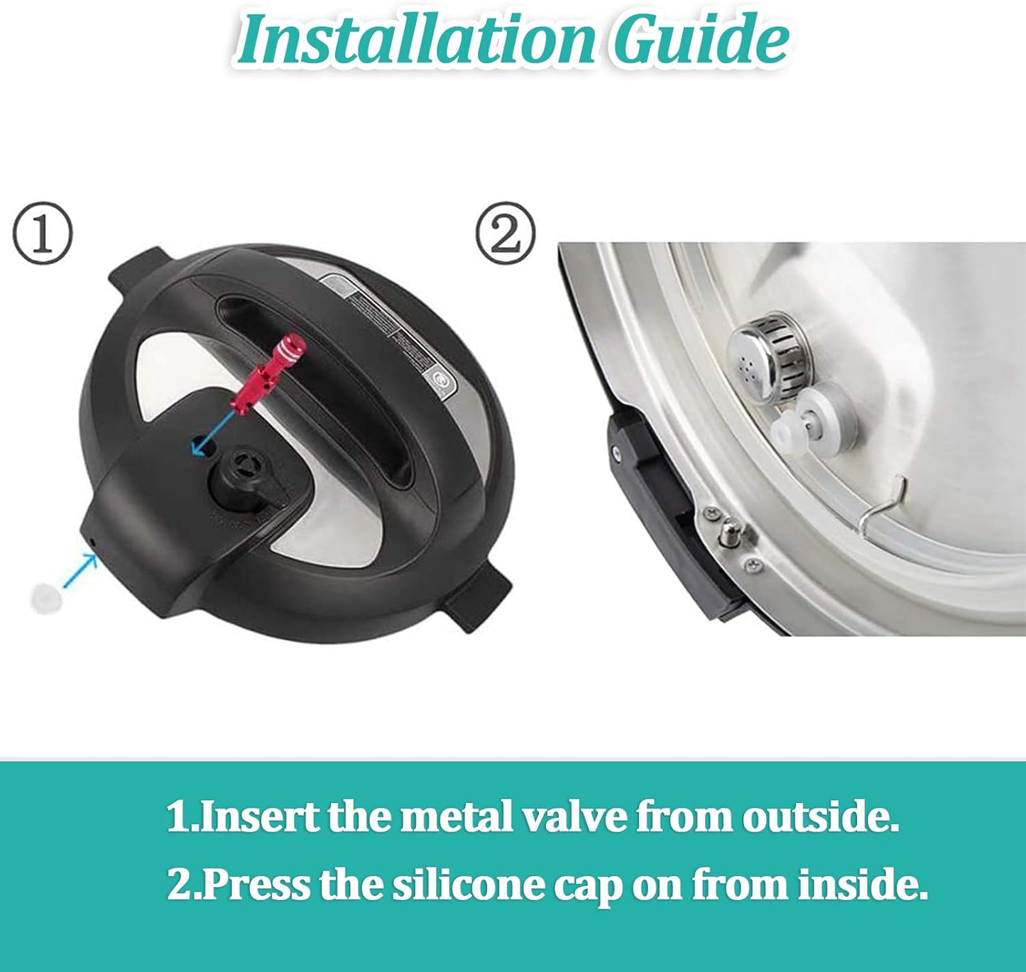 Zylione 2 Pack Float Valve - Replacement Parts with 6 Sealer Gasket - Replacement Float Valve wiht Silicone Caps for Pressure Cooker Duo/Duo Plus/Lux 8 QT,(2 Float Valves 6 Silicone Caps)