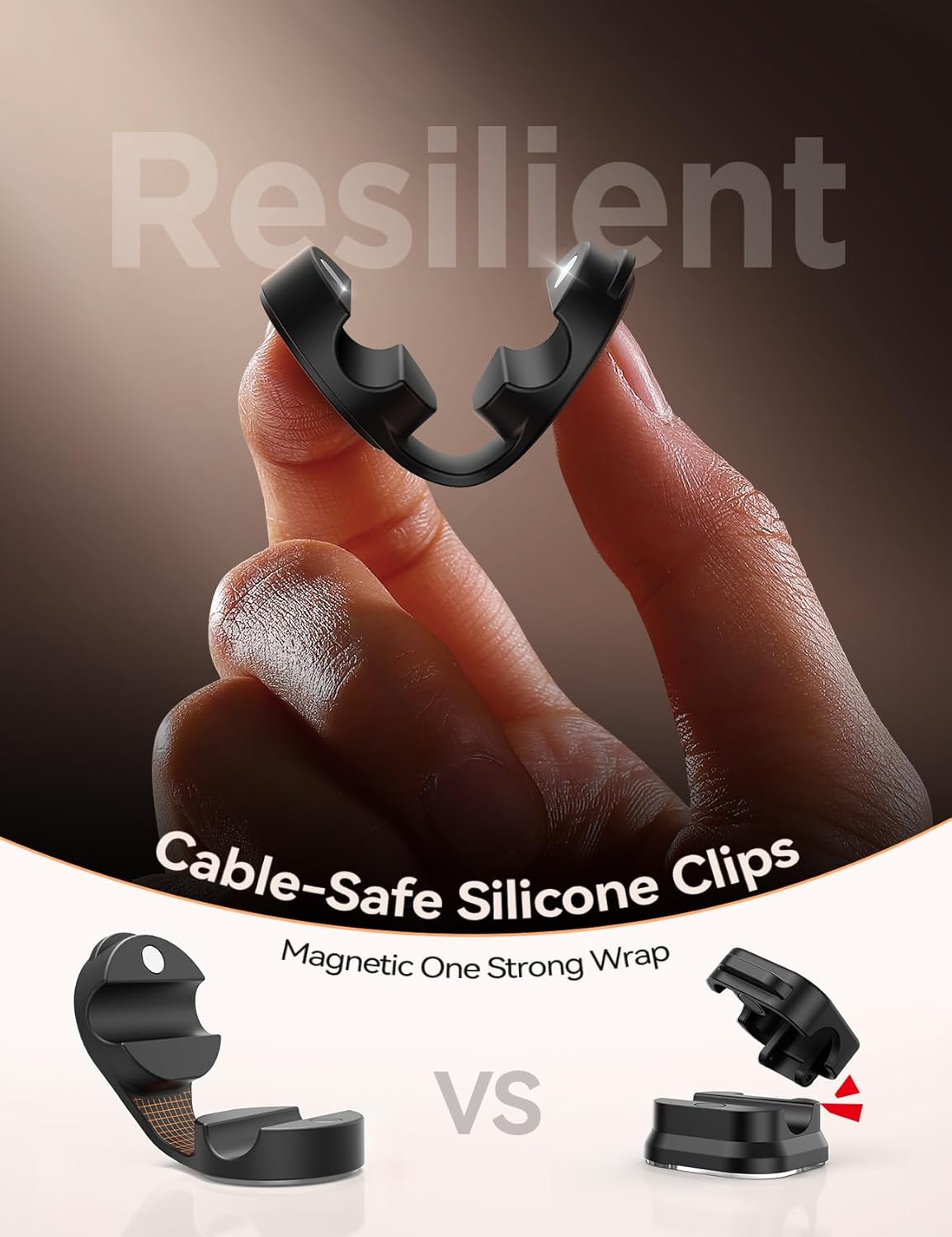 8-Pack Silicone Cord Organizer Magnetic Cable Clips, Adhesive Cable Management Under Desk Wire Hider, FLYLEAD Desktop Cable Organizer for Phone, Office Workspaces Desk Organization Home Accessories