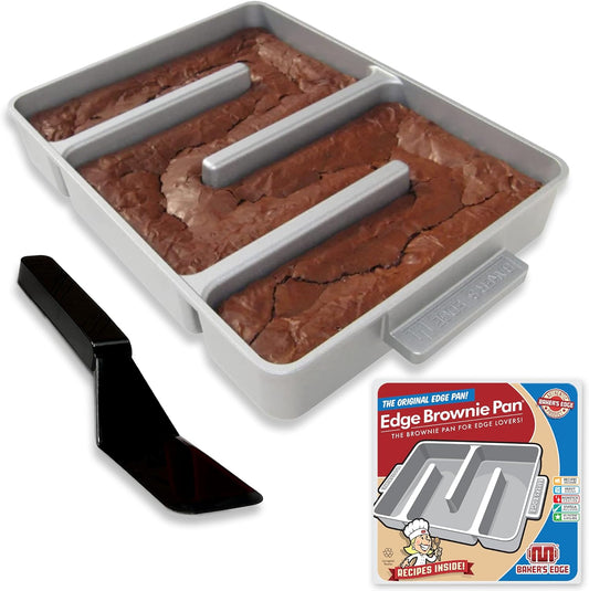 Baker's Edge Brownie Pan, The Original All Edges Brownie Pan for Baking | Premium Double Nonstick Coating, Heavy Gauge Cast Aluminum, Rectangular 9x12” Size Baking Pan - US Patented Design