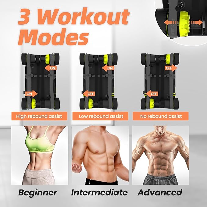 WONDER CORE Slide Fit, Ab Roller Board with 4 Wheels, Automatic Rebound Abdominal Wheel for Core Workout, Ab Exercise Equipment, Abdominal Exerciser, Heroboard Fitness Rolling Board with Knee Pad