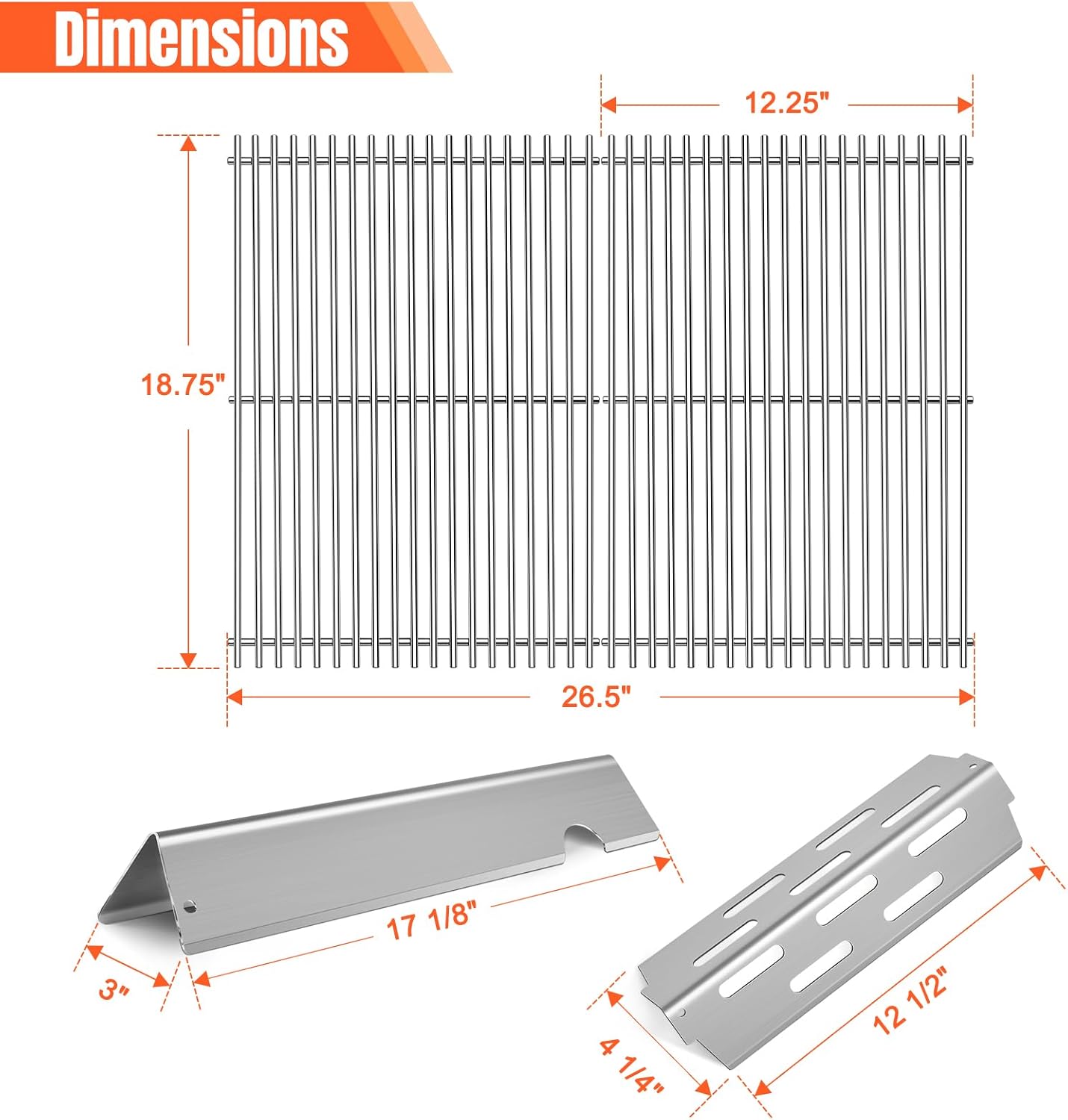 Stainless Steel Grill Flavorizer Bar Heat Plates with 2 Pack Grates BBQ Gas Grill Replacement Parts for Weber Genesis II 300 Series Genesis II E-310 E-315 E-330 E-335 S-310 S-335 Gas Grill
