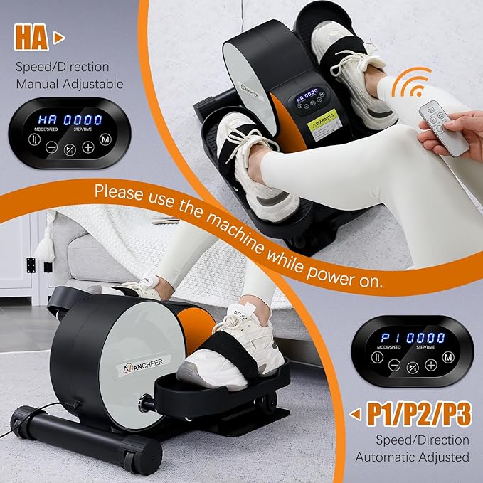 ANCHEER Under Desk Elliptical, Leg Exerciser While Sitting for Seniors with Remote Control, Display Monitor, Electric Seated Pedal Exerciser for Home, Ellipse Leg Exerciser as Seen on TV
