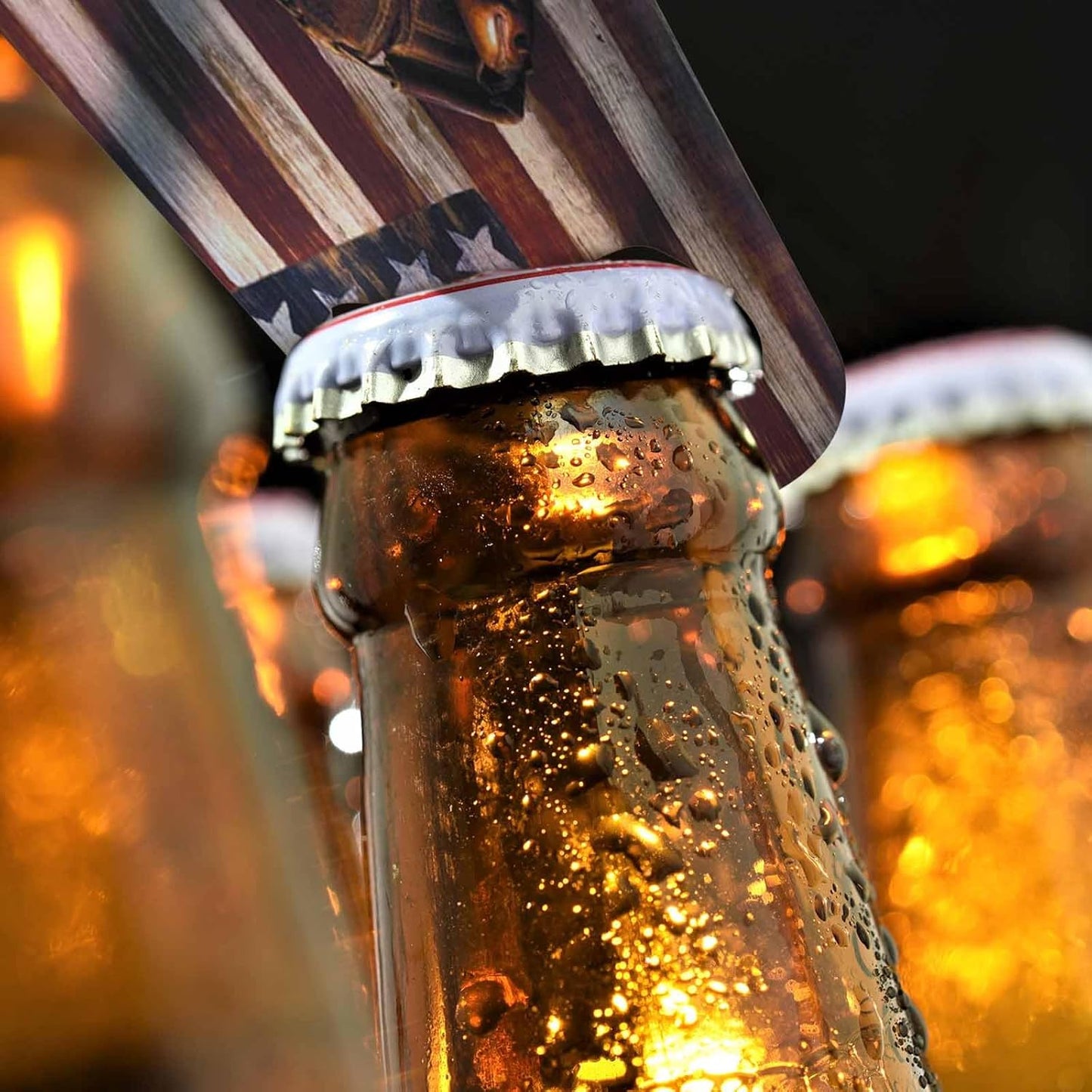 Baseball Gloves Stainless Steel Bottle Opener Vintage American Flag Baseball League Equipment Grunge Glove Flat Beer Bottle Opener Keychain for Home Kitchen Bar Restaurant Party Birthday Gift